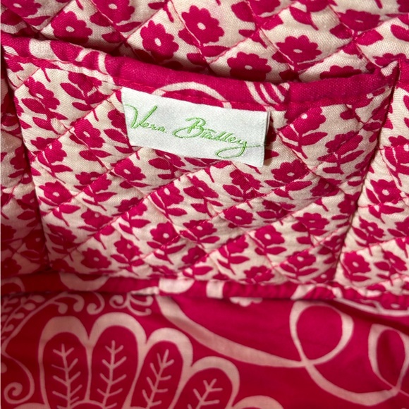 Vera Bradley Shoulder Bag Twirly Bird Pattern Purse Hot Pink White Carry On Bag - Picture 10 of 16